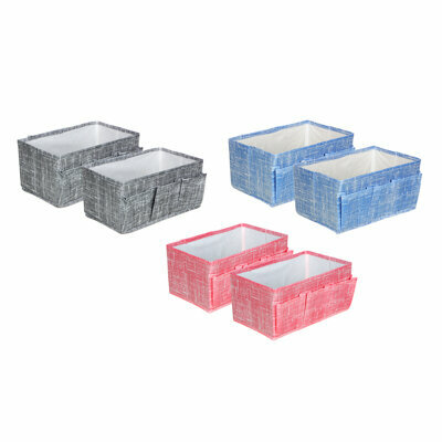 фото Vetta лён комплект коробов с 3 объемными карманами, 2 шт, текстиль, 25х15х12см, серый