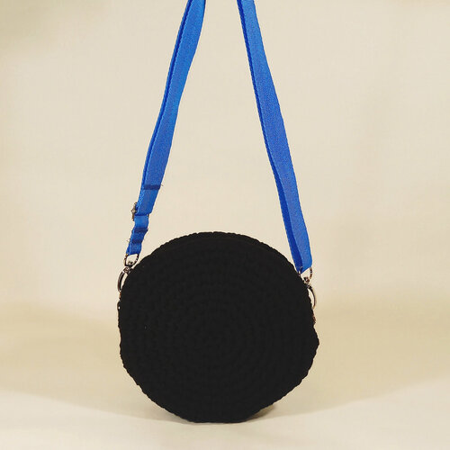 фото Сумка кросс-боди , фактура вязаная, черный, синий нет бренда