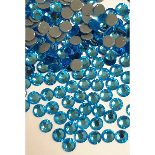 Стразы из хрустального стекла, горячей фиксации, цвет Aquamarine (Аквамарин) SS30, диаметр 6,4 мм, 288 шт, Корея