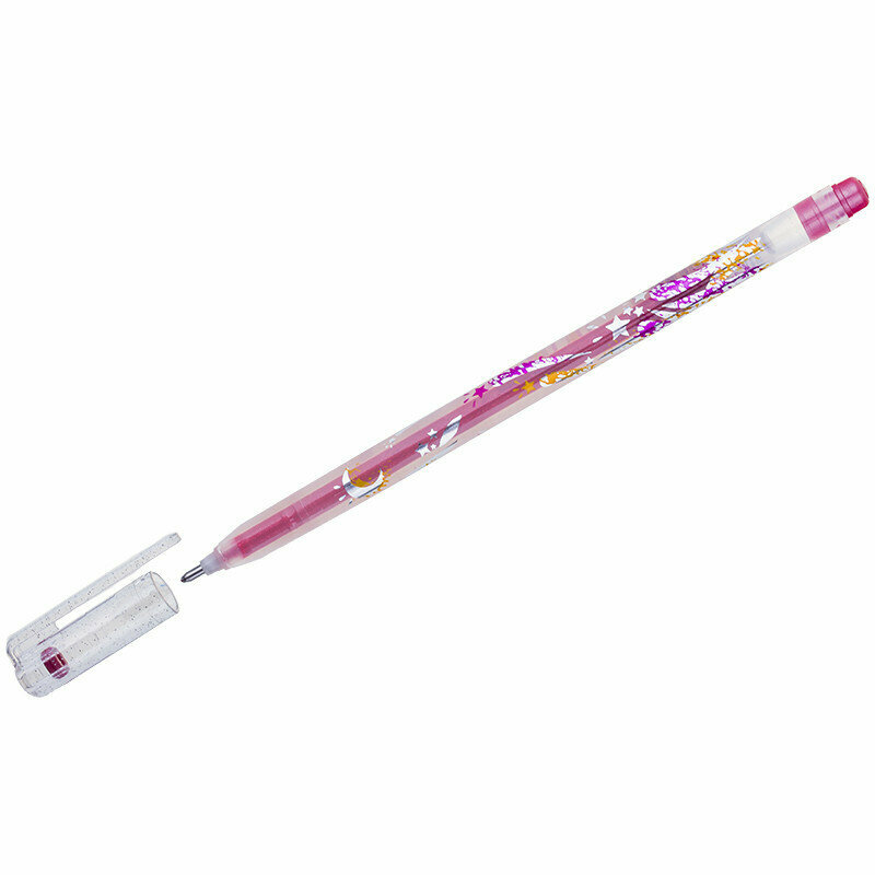 Ручка гелевая Crown "Glitter Metal Jell" красная с блестками, 1,0мм, 063896