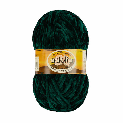 Пряжа Adelia DOLLY VELOUR 5 шт. по 100 г. набор, 100% микрополиэстер , 93 м №13 зеленый