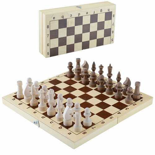 Шахматы деревянные обиходные с доской, парафин. шахматы обиходные деревянные с дорожной деревянной доской объедовская фабрика игрушки классика 450 20