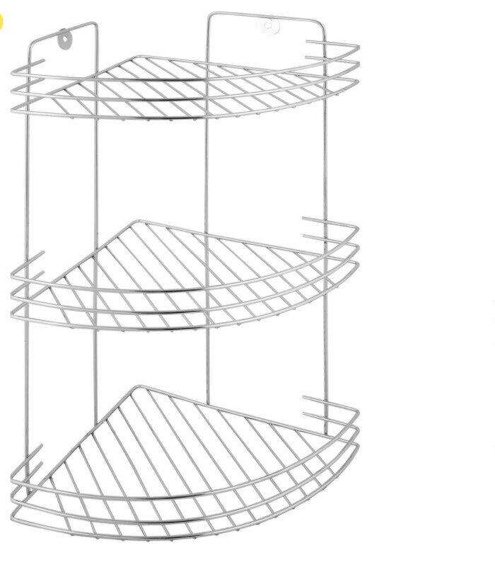 Полка для ванной комнаты трёхъярусная угловая металл