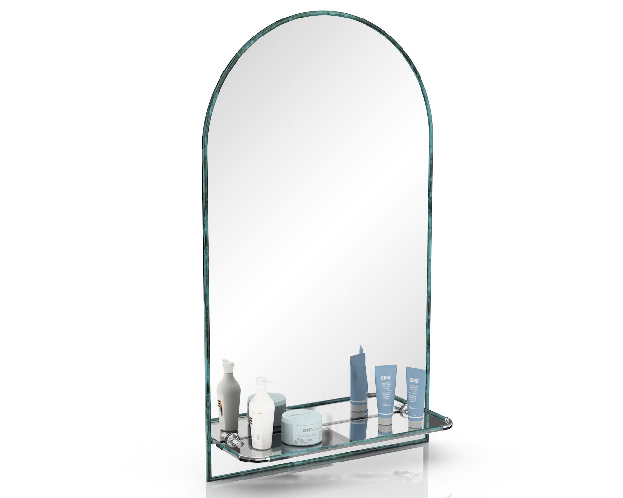 Зеркало 126Д малахит, ШхВ 46х80 см, зеркало для ванной комнаты, с полкой