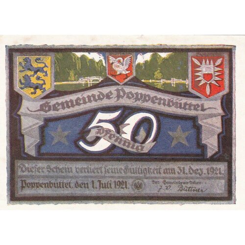 Германия (Веймарская Республика) Поппенбюттель 50 пфеннигов 1921 г. (№1) (2)