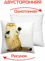 Подушка декоративная матех FANTASY "Наглый кот" без наволочки, подарок ребенку, велюр, разные цвета, 33х33 см