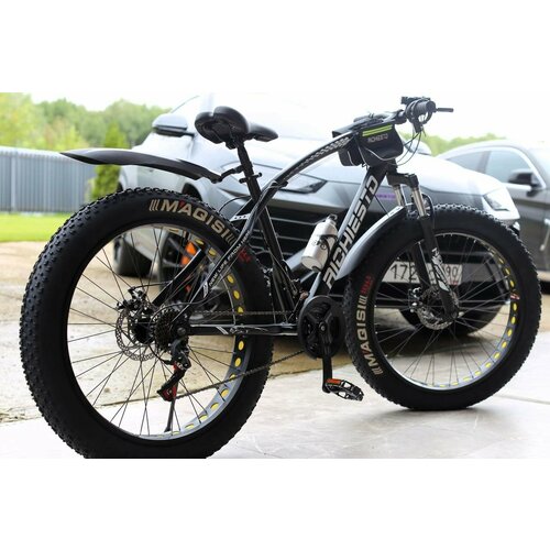 Велосипед Fatbike Richiesto 26 Фэтбайк на спицах взрослыйподростковый 21 рама Вездеход На широких колесах черный 3095000₽