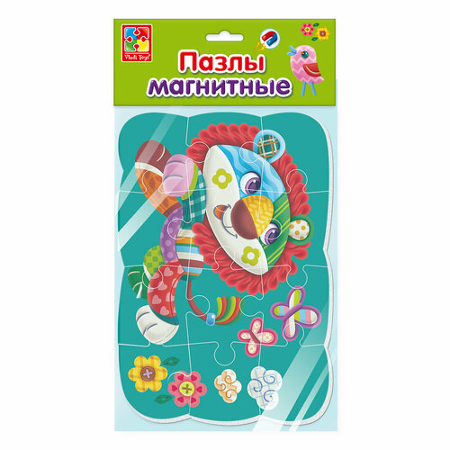 пазлы на магните новогоднее веселье 12 элементов vladi toys vt3205 70 Пазлы на магните Львенок 12 элементов, VT3205-95