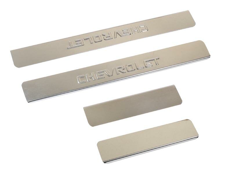 Накладки внутренних порогов CHEVROLET Cruze I (2009-15), Epica, Orlando, штамп CHEVROLET(к-т 4 шт.)