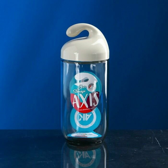 фото Банка для сыпучих продуктов 'Аксис', стеклянная, серая крышка, Иран