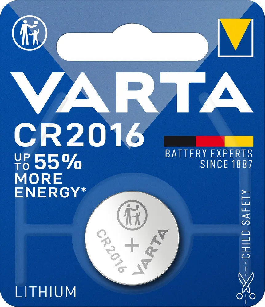 Батарейки Varta ELECTRONICS CR2016 BL1 Lithium 3V (6016) (1/10/100)