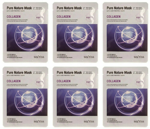 Anskin Маска на тканевой основе Secriss Pure Nature Mask Pack- Collagen 25мл,6 шт /