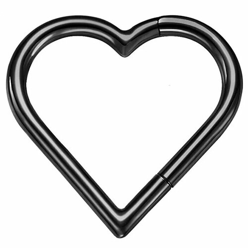 Серьги одиночные  Кольцо-кликер Heart, размер/диаметр 8 мм, черный