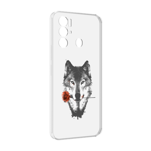 Чехол MyPads волк с розой для Tecno Pova Neo 4G задняя-панель-накладка-бампер
