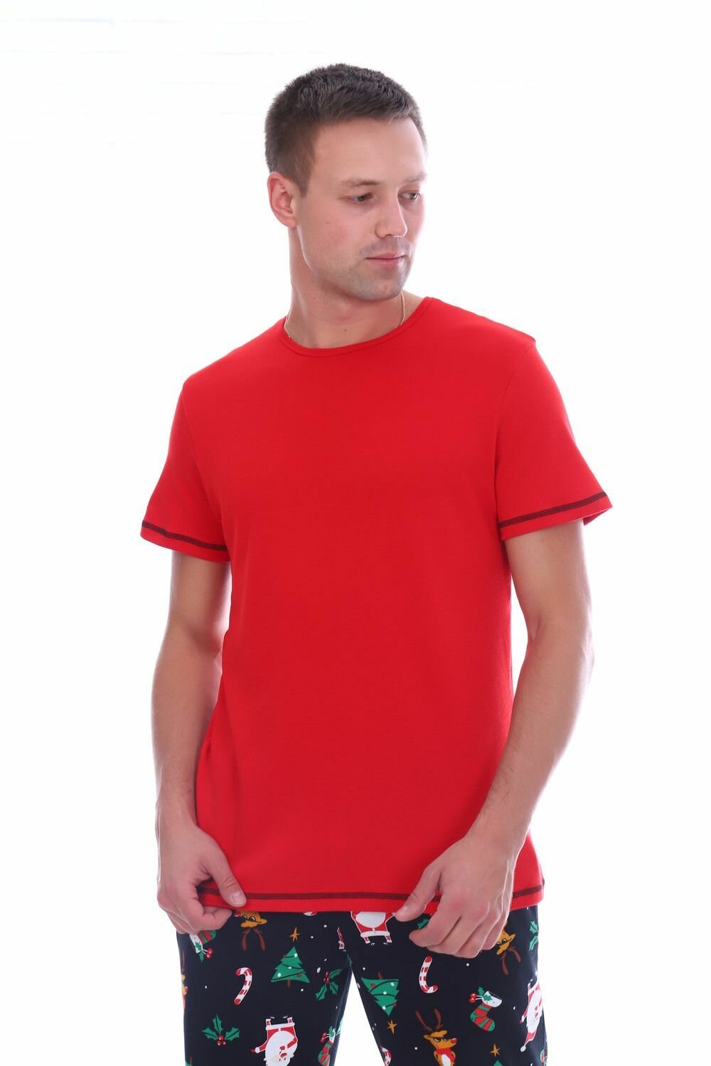 Комплект Odinakovaya, брюки, футболка, карманы, пояс на резинке, размер 50, красный - фотография № 6