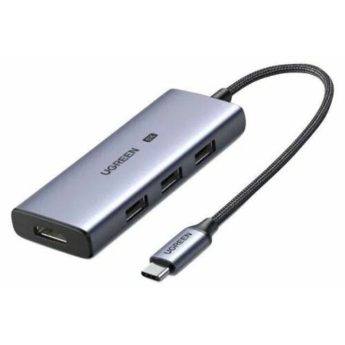 UGREEN Док-станция UGREEN CM500-90376; USB-C to HDMI (8K@60Hz) +2*USB-C (3.2) + 2*USB-A (3.2), без порта для питания PD серый, серебристый