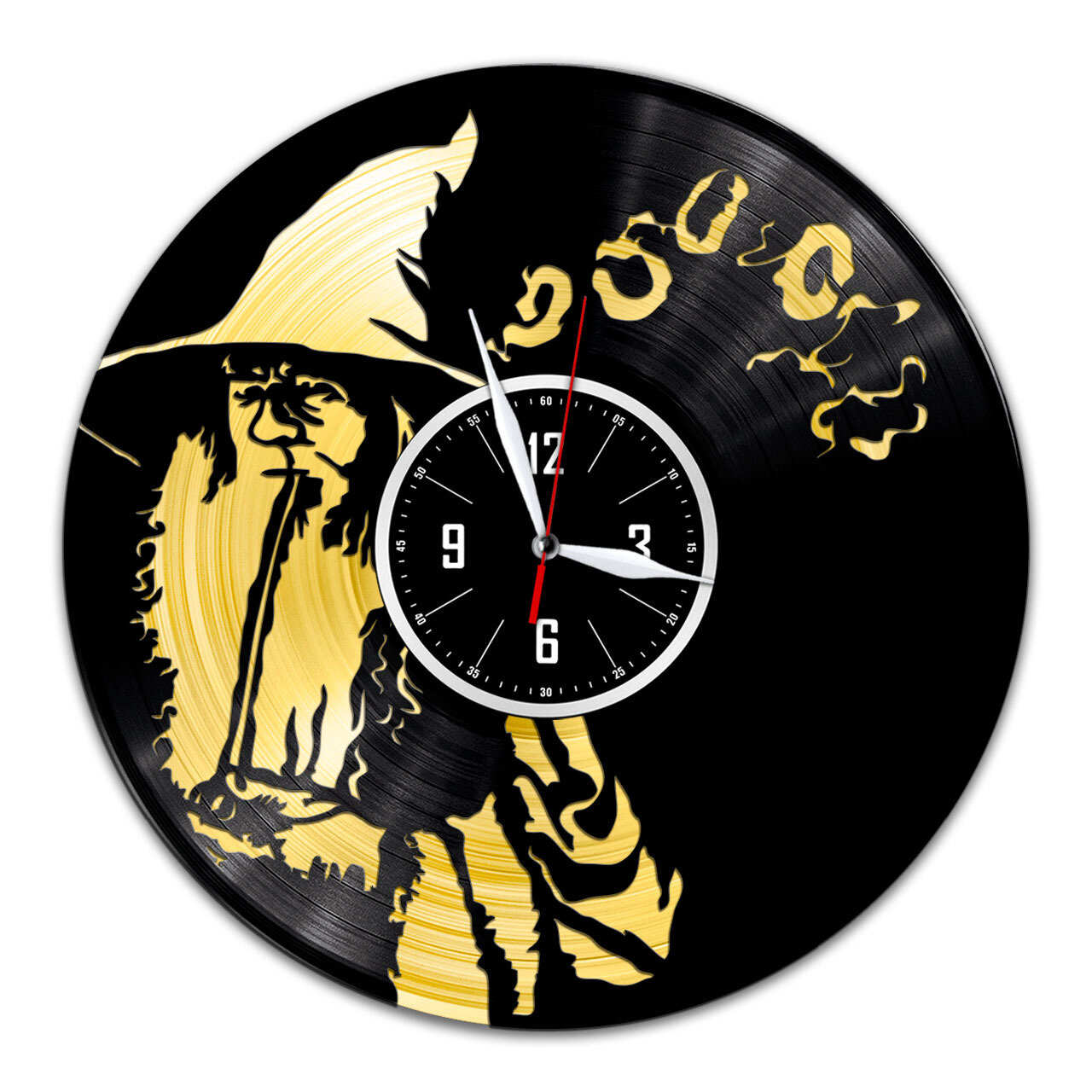 Властелин колец - настенные часы из виниловой пластинки (с золотой подложкой)