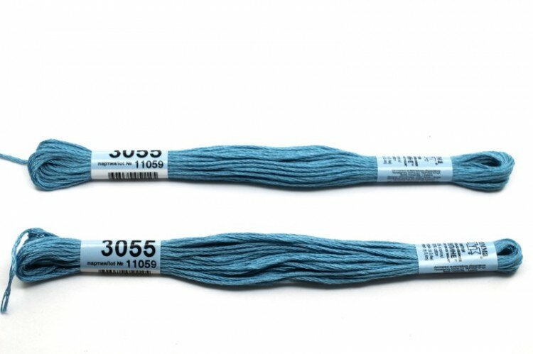 Мулине Gamma, цвет 3055 джинсовый, хлопок, 8м, 1шт