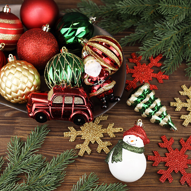 Winter Deco Набор елочных игрушек Новогодняя Сказка 8-12 см, 25 шт, золотой с красным, пластик 220017