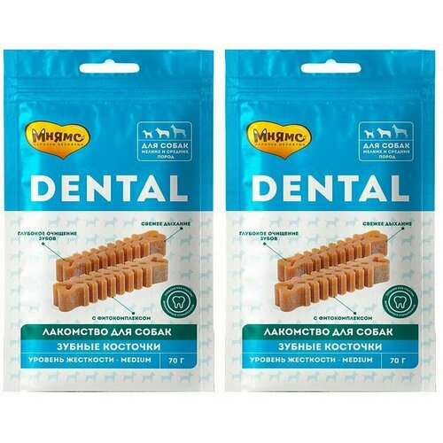 Мнямс Лакомство для собак DENTAL, Зубные косточки, 70 г, 2 шт