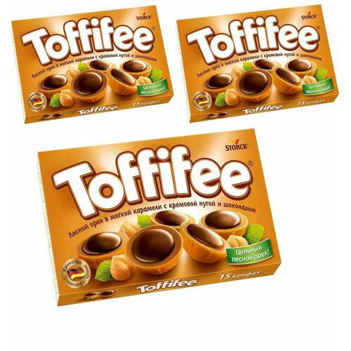 Набор конфет в коробке, "Toffifee", орешки в карамели и шоколаде, 125г 3 шт