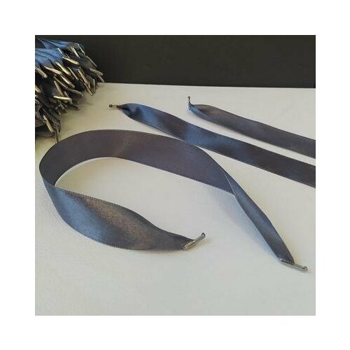 Ручка-лента атласная 25 мм длина 35 см серая с металлическими наконечниками (100 шт)