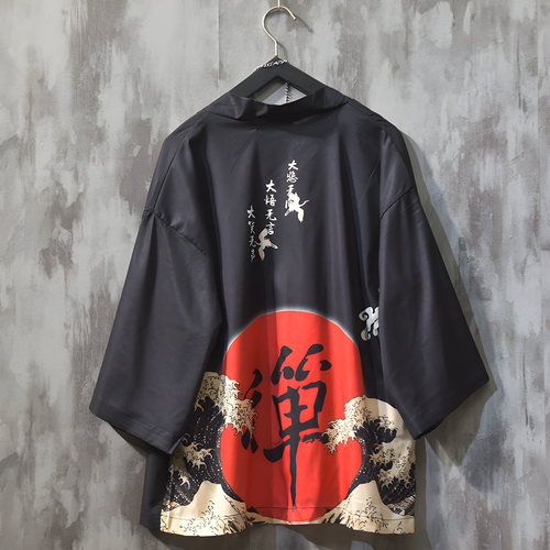 фото Карнавальные костюмы кардиган шелковый оверсайз кимоно накидка хаори красное солнце аниме японский стиль размер xl (175-190) vlasov