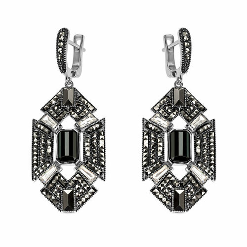 Серьги ALEXANDRE VASSILIEV, серебро, 925 проба, гематит, длина 5.8 см