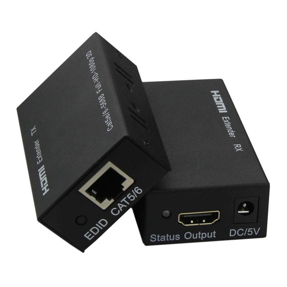 Активный HDMI удлинитель на 60 метров по витой паре Cat 5e/6, обжатие 568B, FullHD, 1080p, 3D