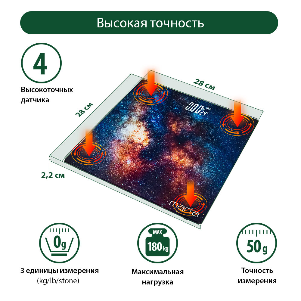 Весы напольные электронные со встроенным термометром MARTA MT-SC3601 большой взрыв - фотография № 3