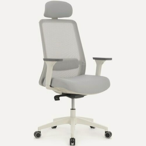 Изображение товара Кресло руководителя Riva Design WORK W-218C white Светло-серый пластик/Светло-серая сетка 65-64-113-123