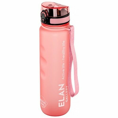 Бутылка ELAN GALLERY для воды 1000 мл 7,8*7,8*28,5 см "Style Matte" с углублениями для пальцев пыльная роза (280182)