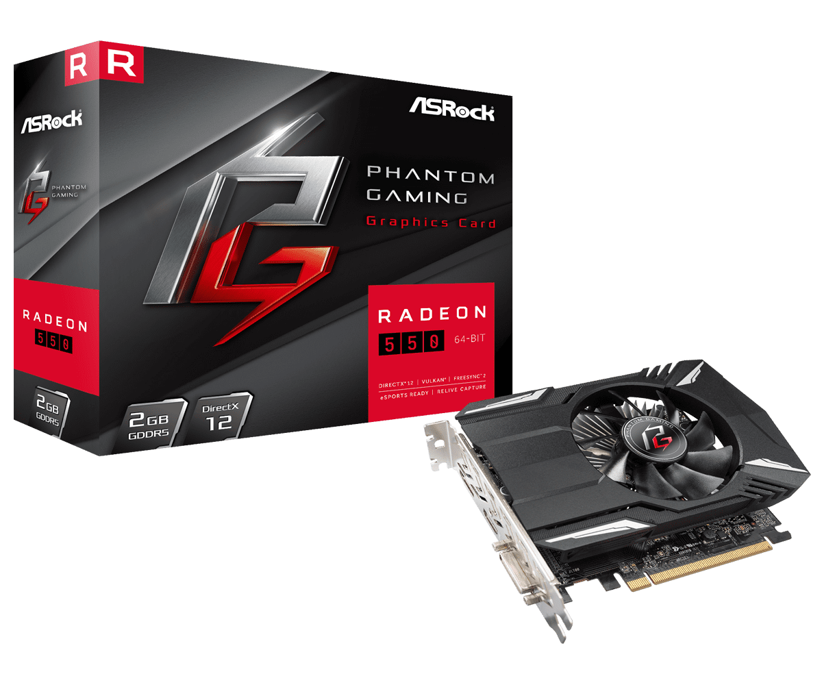 Видеокарта ASRock Phantom Gaming Radeon AMD RX 550 2GB RTL (PG RADEON 550 2G)