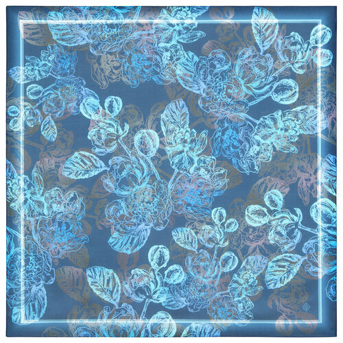 фото Платок павловопосадская платочная мануфактура,80х80 см, серый, синий