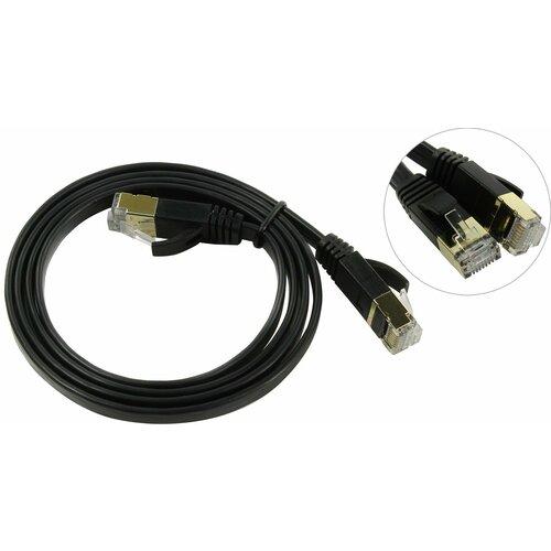Интернет кабель, плоский - 1м (Патч корд Cat 7 F/FTP RJ45-RJ45)