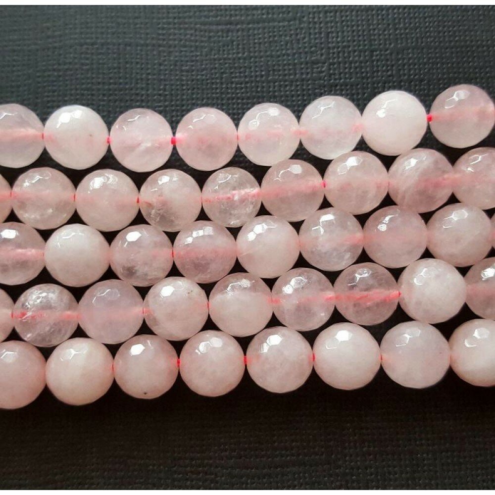 Бусины 10 мм. из натурального камня розовый кварц (нить 20 бусин)
