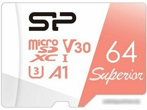 Карта памяти Silicon Power Superior A1 microSDXC 64GB Class 10, UHS-I, U3 (SP064GBSTXDV3V20)