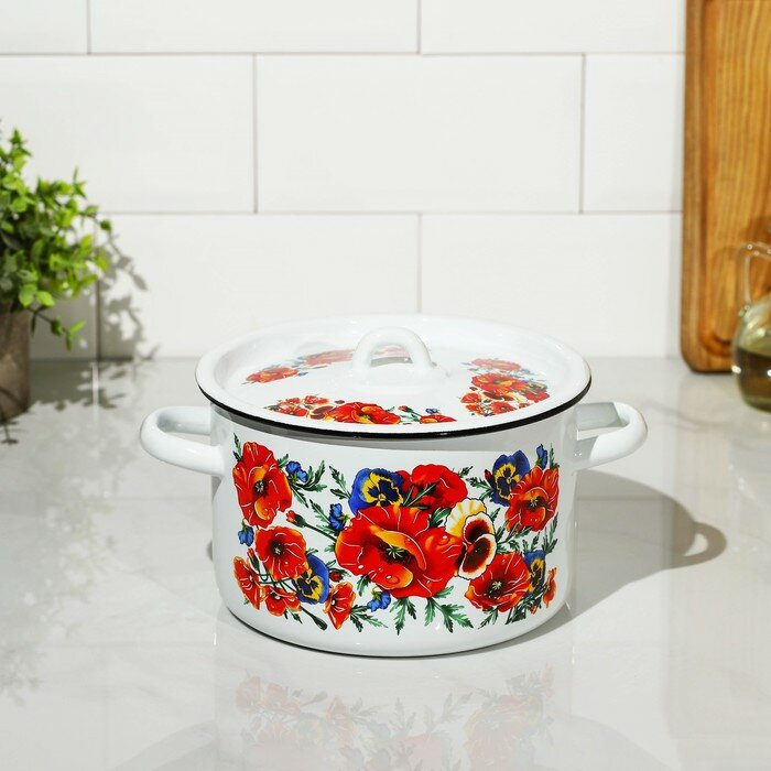 фото Кастрюля 2,9л, белосн, Маки мечта, 1с16я/1 1354709