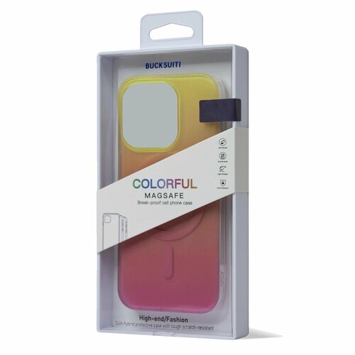 Чехол для iPhone 15 (6.1") Bucksuiti Colorful желтый/розовый