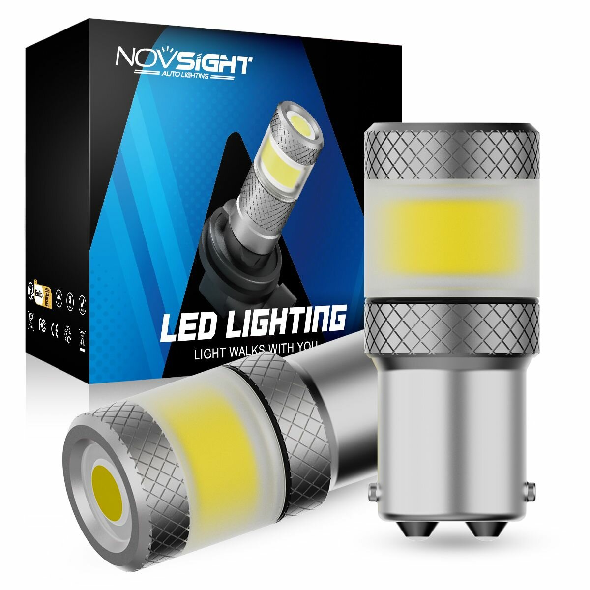 Светодиодная лампа Novsight SL7 цоколь 1157 BAY15D P21/5W двухконтактная белый свет 2шт LED автомобильная