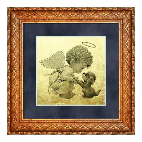 Картина Ангел хранитель на сусальном золоте