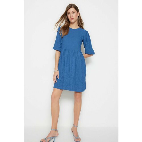 фото Платье trendyol, мини, вязаное, размер 42, синий