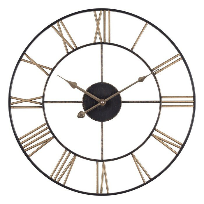 Часы настенные, серия: Классика, d-47.5 см, корпус чёрный с бронзой 10112647