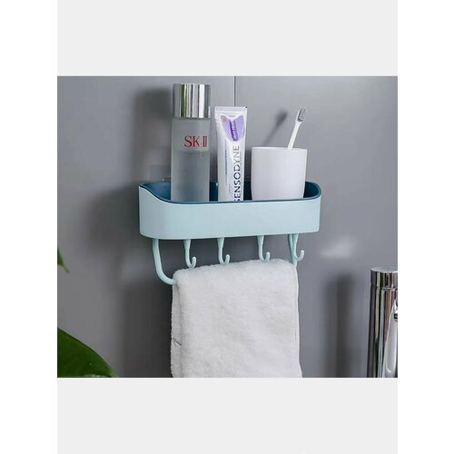Полка навесная угловая для ванной кухни дачи этажерка органайзер цвет белая голубая Цвет Голубой 1399₽