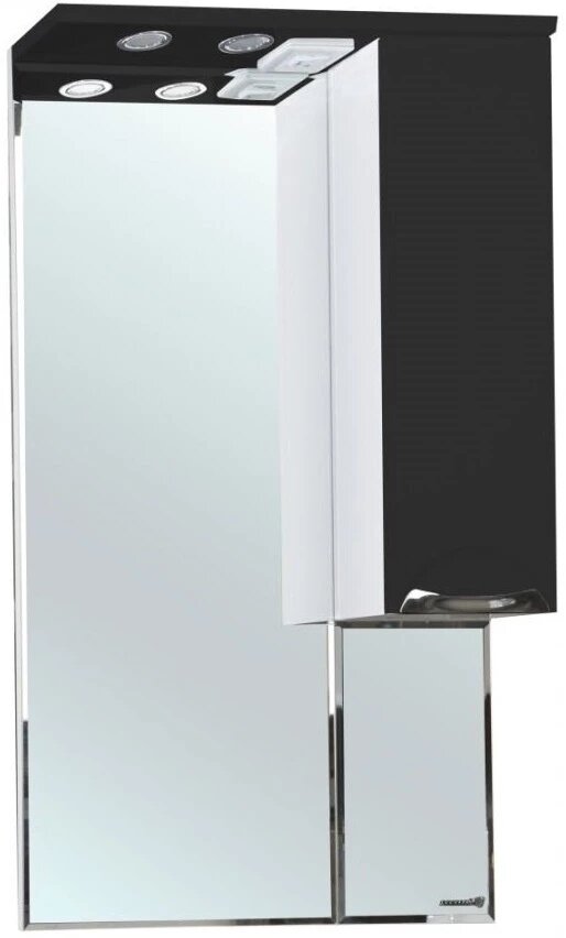 Зеркальный шкаф 55x100 см черный глянец/белый глянец R Bellezza Альфа 4618808001042