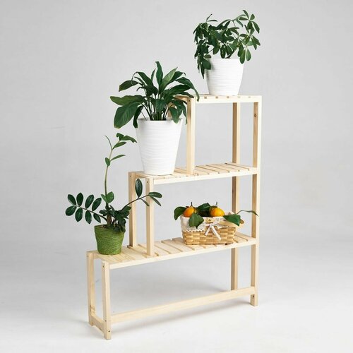 Подставка для цветов напольная стеллаж деревянный Норд 100х79х20 из дерева, Правильная упаковка