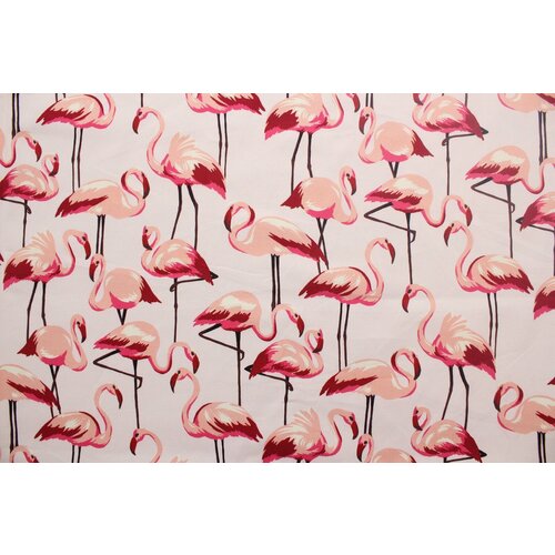 Ткань Хлопок стрейч D&G фламинго на персиковом фоне 0,5 м