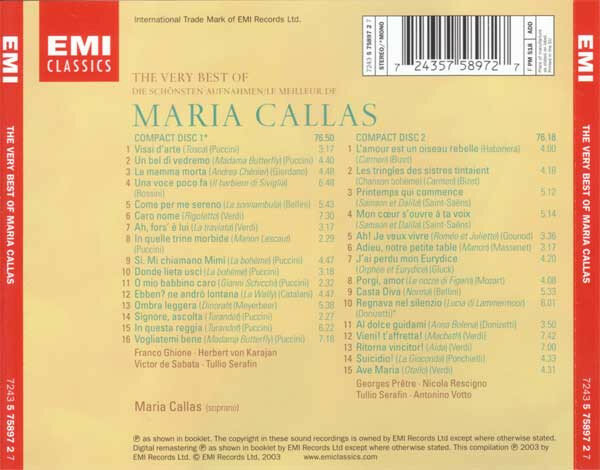 Maria Callas The Very Best Of CD Медиа - фото №2