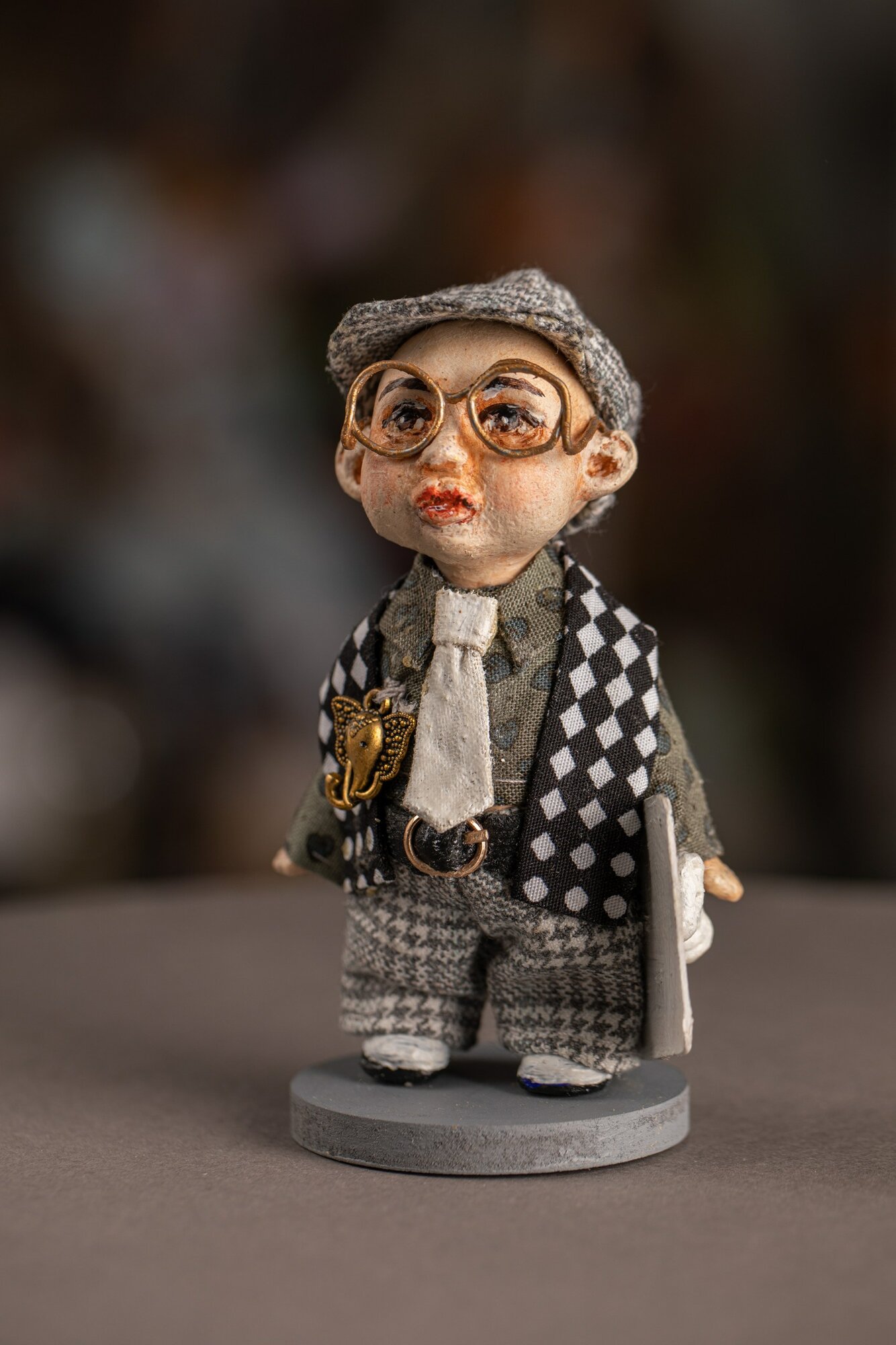 Авторская кукла "Малыш шахматист" ручной работы, интерьерная