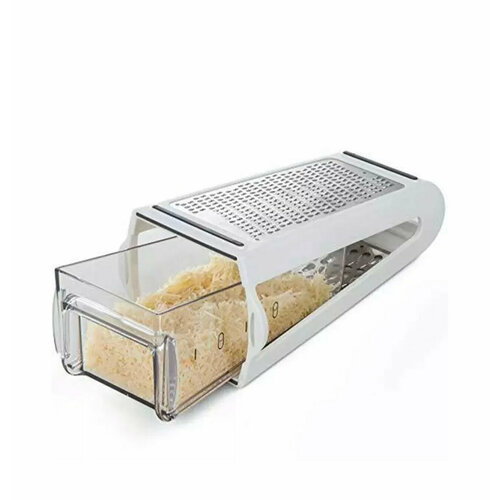 Двустороння терка Grate Measure 2 в 1 с контейнером белая 600₽